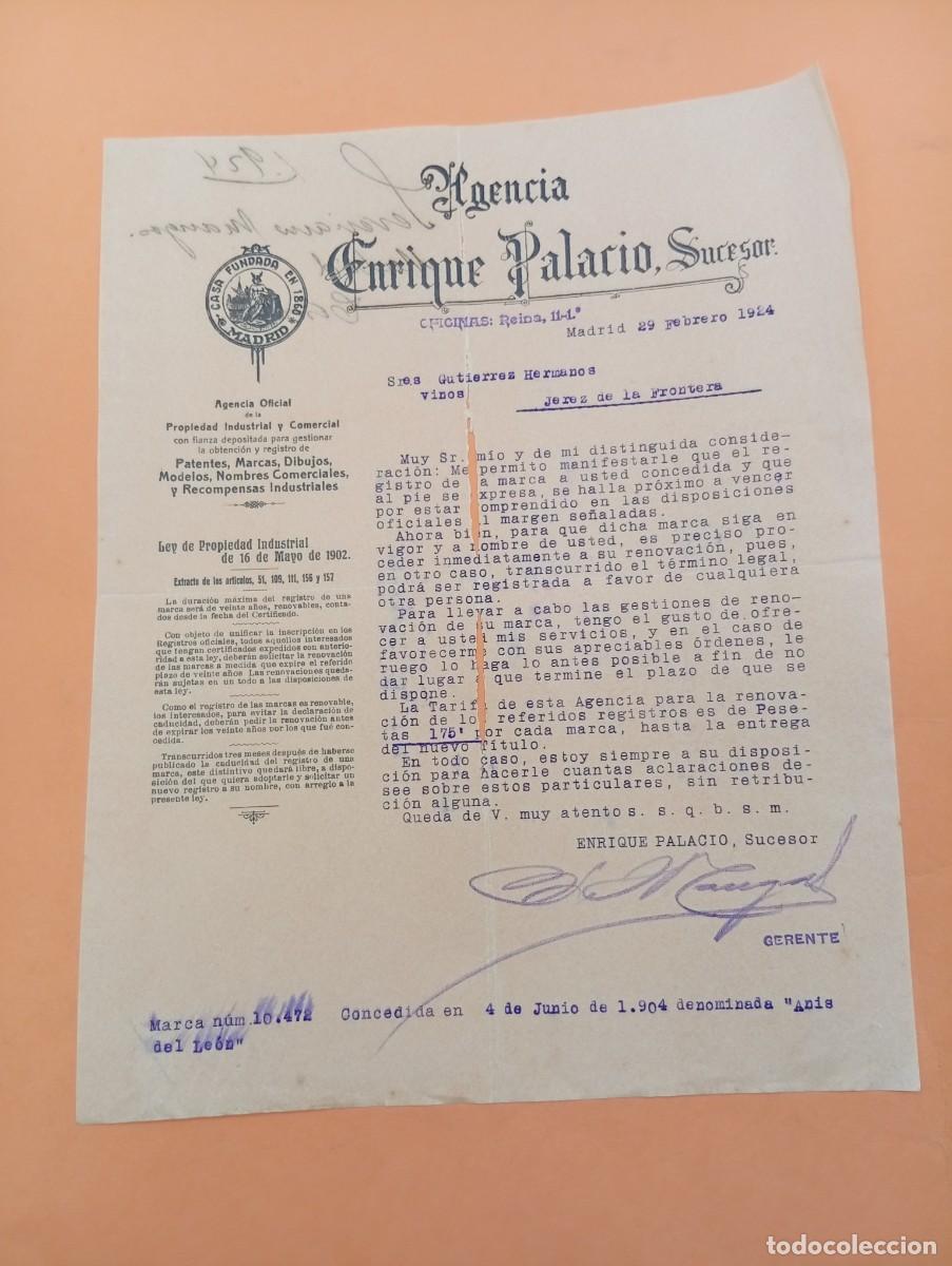 Cartas comerciales: CARTA COMERCIAL. MADRID. 1924. AGENCIA ENRIQUE PALACIO, SUCESOR.