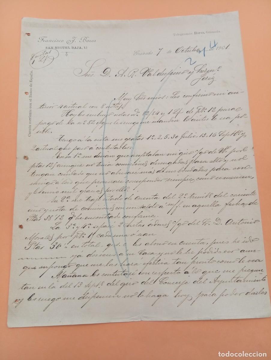 Cartas comerciales: CARTA COMERCIAL. GRANADA. 1901. FRANCISCO J. BORES.