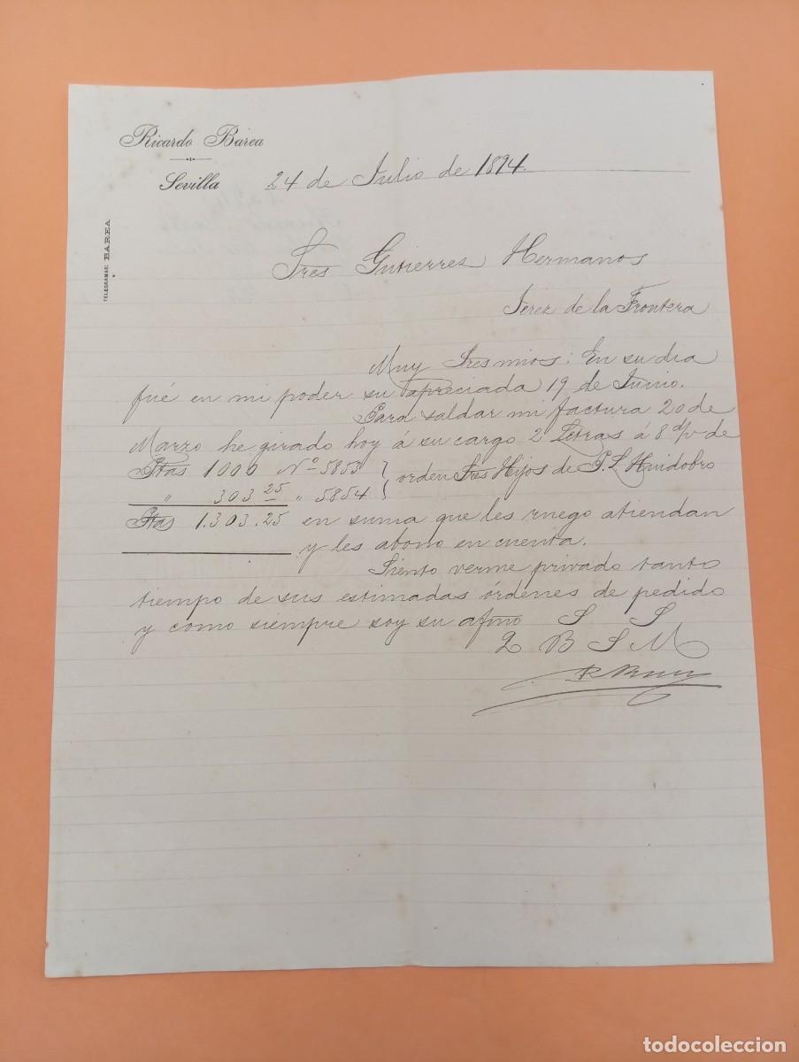 Cartas comerciales: CARTA COMERCIAL. SEVILLA. 1894. RICARDO BAREA.