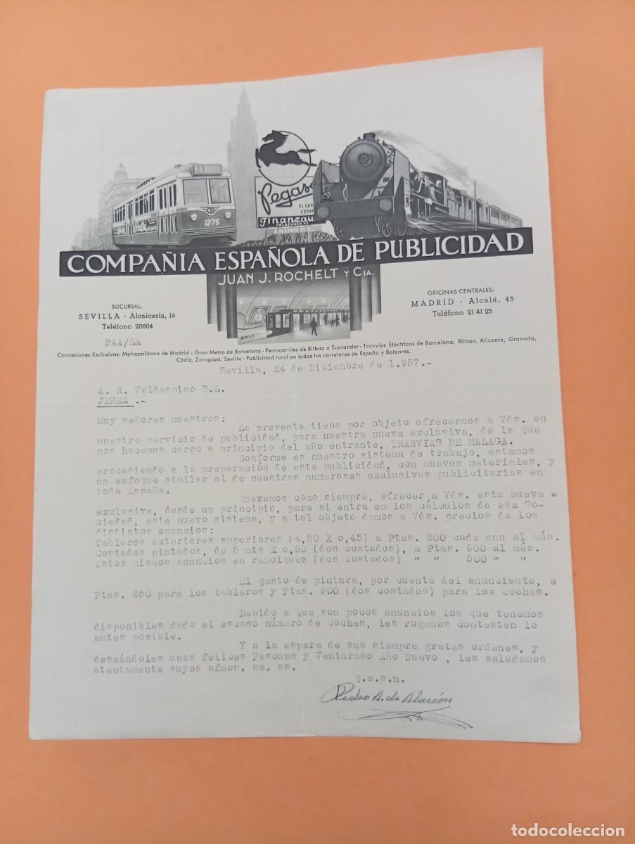 Cartas comerciales: CARTA COMERCIAL. SEVILLA. 1957. COMPA&Ntilde;IA ESPA&Ntilde;OLA DE PUBLICIDAD. JUAN J. ROCHELT Y CIA.