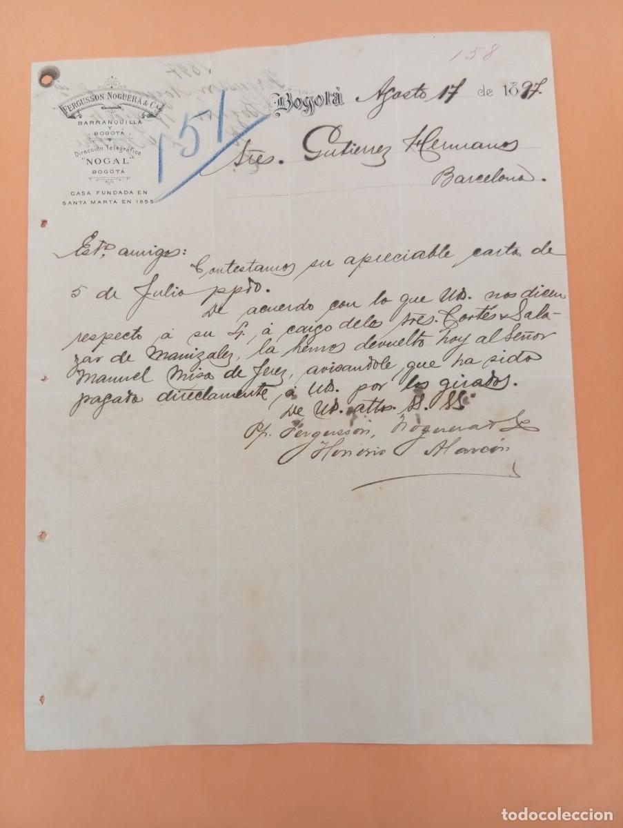 Cartas comerciales: CARTA COMERCIAL. BOGOTA, COLOMBIA. 1897. FERGUSSON NOGUERA & C&ordf;.