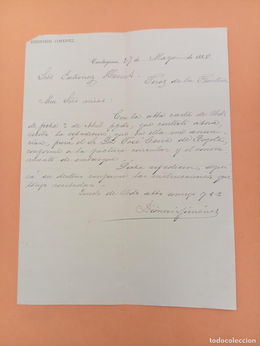 Cartas comerciales: CARTA COMERCIAL. CARTAGENA. 1888. DIONISIO JIMENEZ.