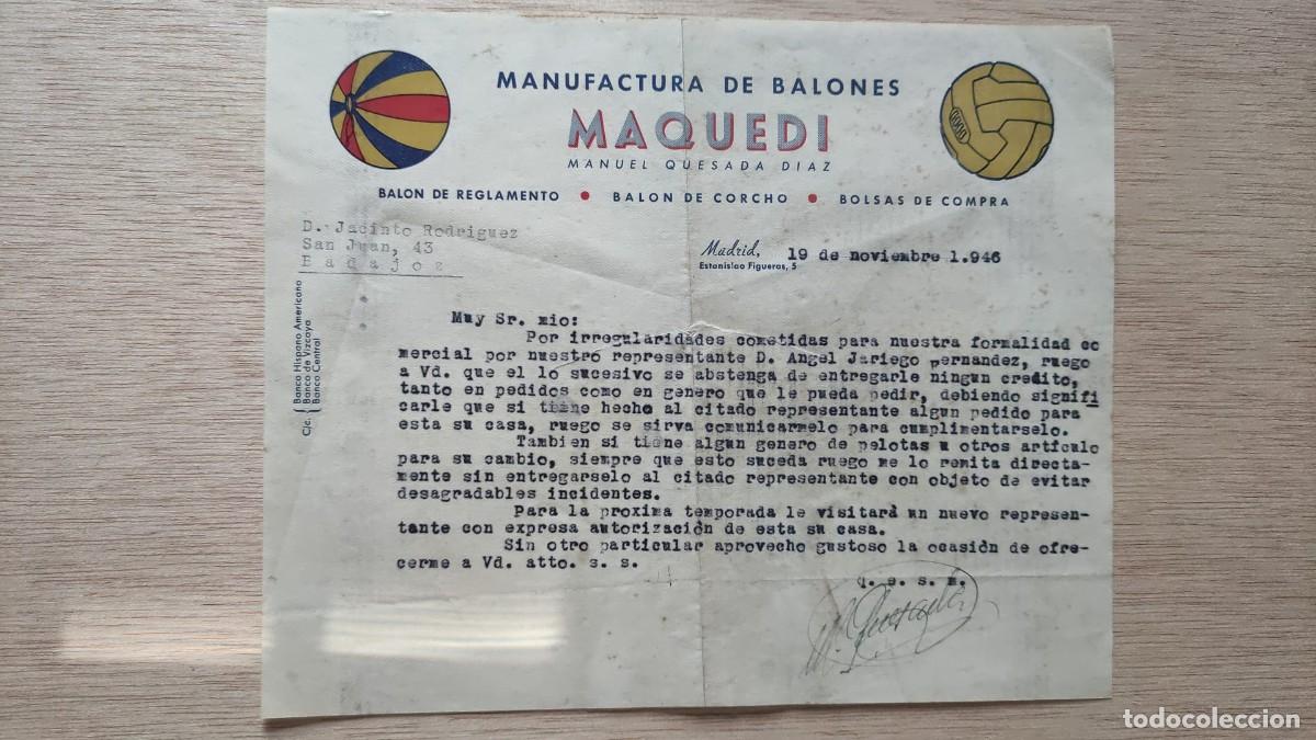 Cartas comerciales: ANTIGUA CARTA COMERCIAL MANUFFACTURA DE BALONES MAQUEDI MADRID 1946