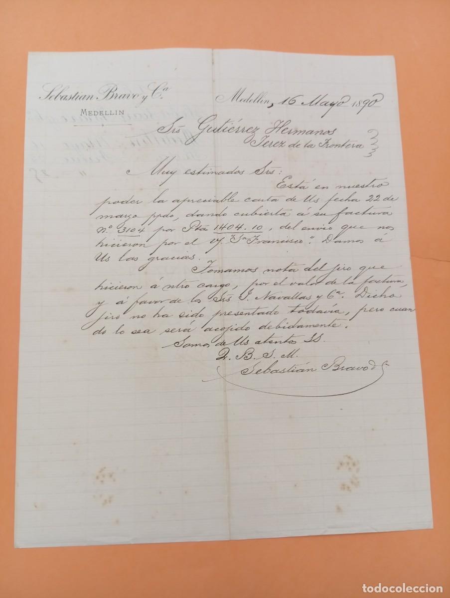 Cartas comerciales: CARTA COMERCIAL. MANIZALES, COLOMBIA. 1890. SEBASTIAN BRAVO Y C&ordf;: