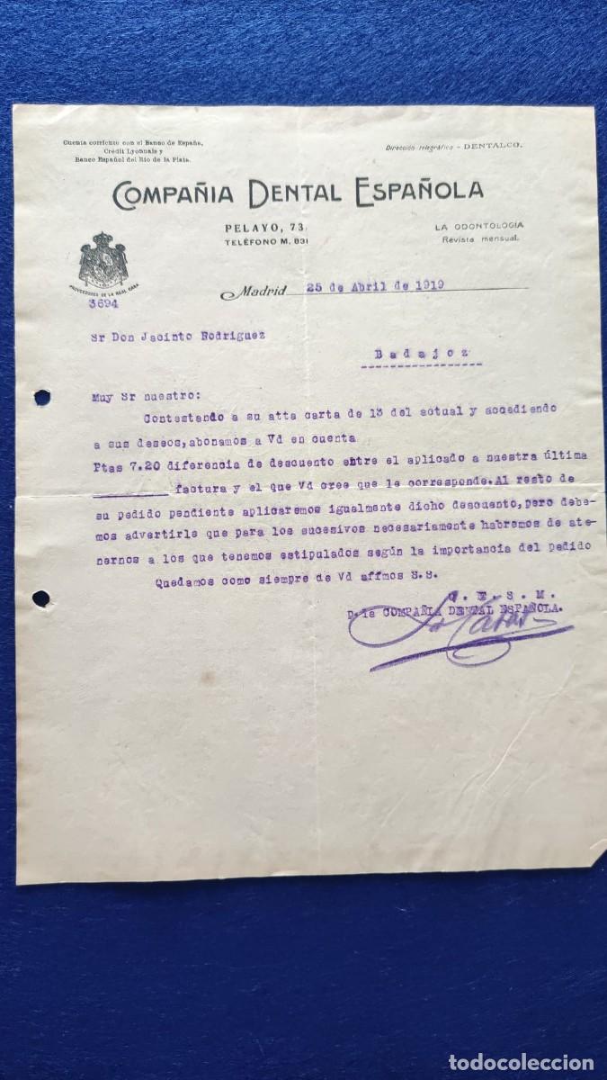Cartas comerciales: ANTIGUA CARTA COMERCIAL COMPA&Ntilde;IA DENTAL ESPA&Ntilde;OLA MADRID 1919