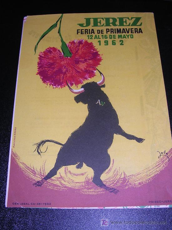 Carteles espect&aacute;culos: PROGRAMA JEREZ FERIA DE PRIMAVERA MAYO 1962 - Foto 1