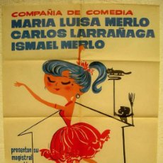 Carteles Espectáculos: CARTEL TEATRO VIVIR ES FORMIDABLE , DE ALFONSO PASO, LOS MERLO Y CARLOS LARRAÑAGA ,1963. Lote 15642242