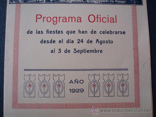 Carteles espect&aacute;culos: PROGRAMA OFICIAL DE LA FERIA DE M&Aacute;LAGA, A&Ntilde;O 1929 - Foto 2