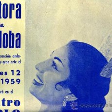 Carteles Espectáculos: CARTEL TEATRO APOLO DE VALENCIA, PASTORA DE CORDOBA 1959
