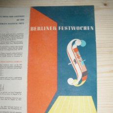 Carteles Espectáculos: BERLINER FESTWOCHEN, SEPTIEMBRE 1953 BERLIN FESTIVAL.. Lote 26005078