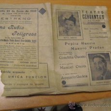 Carteles Espectáculos: CARTEL TATRO CERVANTES DE ALCIRA 1944,VALENCIA