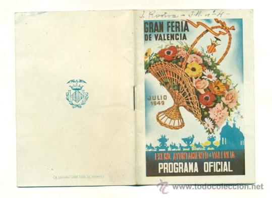 Carteles espect&aacute;culos: PROGRAMA OFICIAL GRAN FERIA DE VALENCIA  1949 - Foto 1