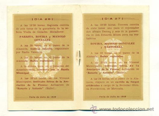 Carteles espect&aacute;culos: PROGRAMA OFICIAL GRAN FERIA DE VALENCIA  1949 - Foto 2
