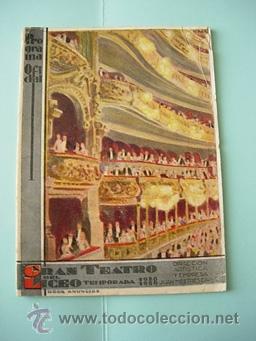 Carteles espect&aacute;culos: GRAN TEATRO DEL LICEO , PROGRAMA TEMPORADA 1928 - 1929 - Foto 1