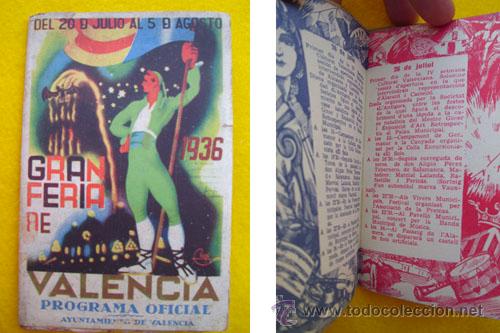 Carteles espect&aacute;culos: Programa Oficial : GRAN FERIA DE VALENCIA 1936 - Foto 1