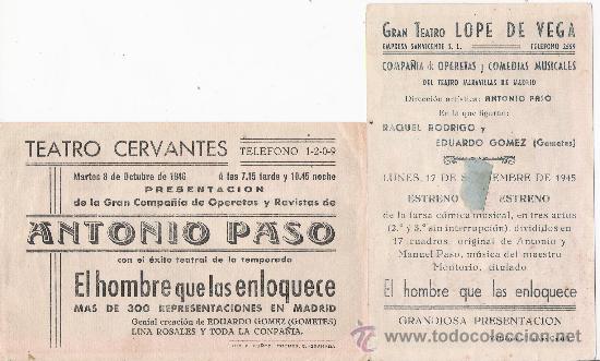 Carteles espect&aacute;culos: el hombre que las enloquece,.dos modelos 1945 - Foto 2