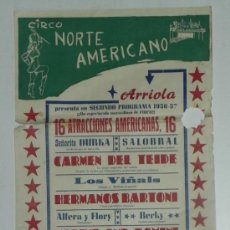 Carteles Espectáculos: ANTIGUO CARTEL DEL CIRCO NORTE AMERICANO, TEMPORADA 1956-57, INSTALADO EN LA EXPLANADA DEL CUARTEL D. Lote 33414122
