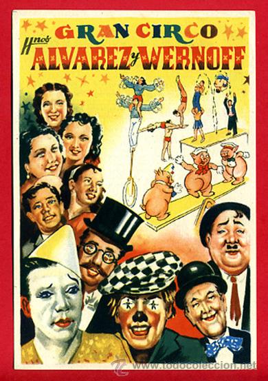 Carteles espect&aacute;culos: PEQUE&Ntilde;O CARTEL CIRCO , ALVAREZ Y WERNOFF , ORIGINAL , C108 - Foto 1