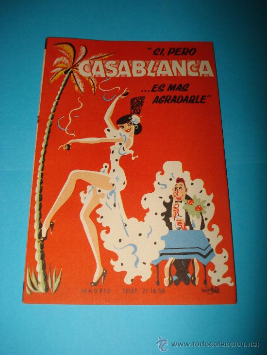 Carteles espect&aacute;culos: Antiguo Programa de Espectaculo Internacional de la Sala CASABLANCA en Madrid A&ntilde;o 1960s - Foto 1