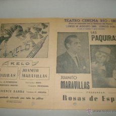 Carteles Espectáculos: FOLLETO ESPECTACULO *ROSAS DE ESPAÑA * CON JUANITO MARAVILLAS EN TEATRO CINEMA RIO DE IBI AÑO 1965
