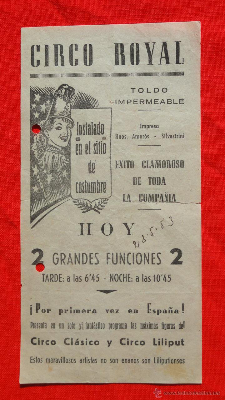 Carteles espect&aacute;culos: Circo Royal, programa de mano 1953, 10.5x21 cm - Foto 1