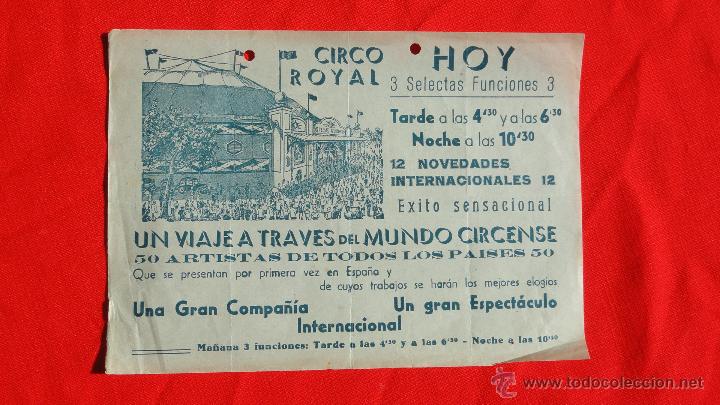 Carteles espect&aacute;culos: Circo Royal, programa de mano a&ntilde;os 50, 16x23 cm - Foto 1