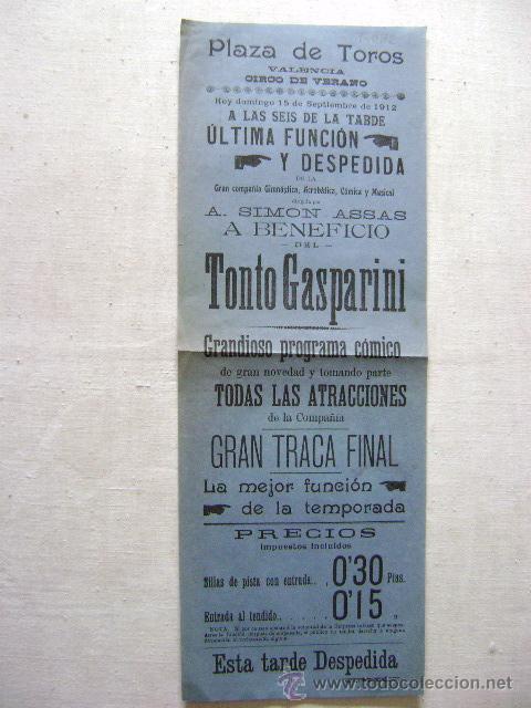 Carteles espect&aacute;culos: VALENCIA .CIRCO DE VERANO 1912.T-082 - Foto 1
