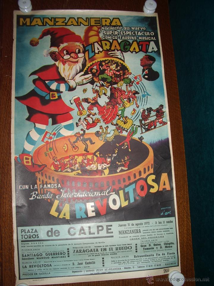 Carteles espect&aacute;culos: Espect&aacute;culo Comico - Taurino :  ZARAGATA , Calpe. - Foto 1