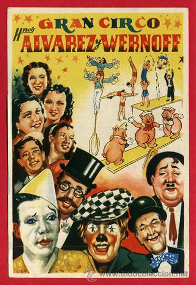 Carteles espect&aacute;culos: MINI CARTEL , CIRCO ALVAREZ Y WERNOFF , ANTIGUO , ORIGINAL - Foto 1