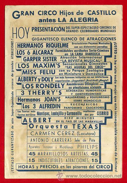 Carteles espect&aacute;culos: MINI CARTEL , GRAN CIRCO DE CASTILLO , ANTIGUO , ORIGINAL - Foto 2