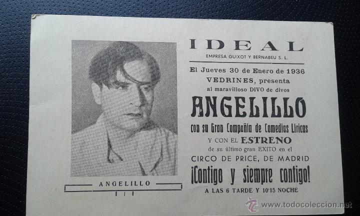 Carteles espect&aacute;culos: PROGRAMA DE TEATRO ANGELILLO Y SU COMPA&Ntilde;IA A&Ntilde;O 1936 - Foto 1