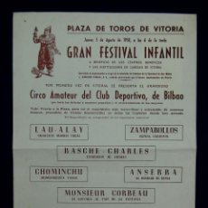 Carteles Espectáculos: CARTEL DEL -CIRCO AMATEUR DEL CLUB DEPORTIVO DE BILBAO- EN LA PLAZA DE TOROS DE VITORIA. 1950