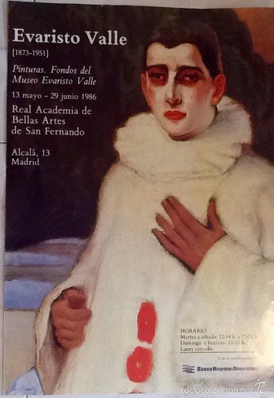 Carteles espect&aacute;culos: EVARISTO VALLE. EXPOSICION 1986.. ENVIO INCLUIDO. - Foto 1