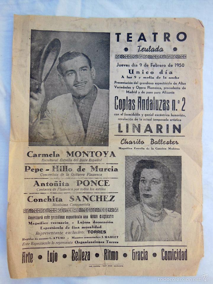 Carteles espect&aacute;culos: TEATRO TEULADA. 1950 - Foto 1