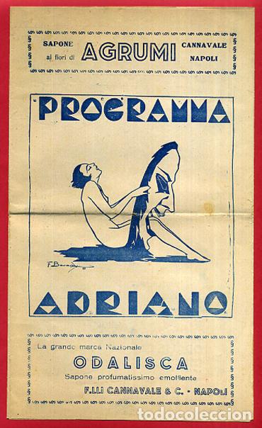 Carteles espect&aacute;culos: PROGRAMA TEATRO, ADRIANO CARNAVAL NAPOLES , CON PUBLICIDAD , TRIPTICO , ORIGINAL , PT1 - Foto 1