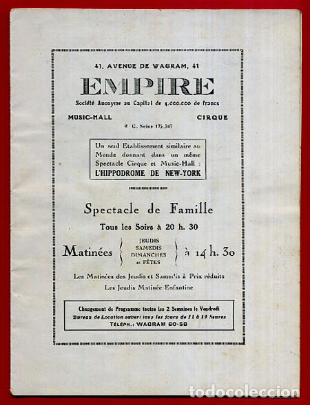 Carteles espect&aacute;culos: PROGRAMA TEATRO, EMPIRE ,PARIS FRANCIA , REVISTA , ORIGINAL , PT1 - Foto 2