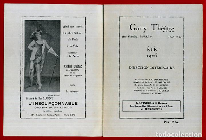 Carteles espect&aacute;culos: PROGRAMA TEATRO GAITY , PARIS 1926 , REVISTA , ORIGINAL , PT1 - Foto 2