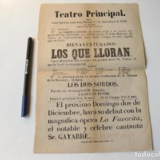 Carteles Espectáculos: CARTEL DEL TEATRO PRINCIPAL DE 1883. COMEDIA DE LUIS MARIANO DE LARRA. DEBUT LA FAVORITA SR GAYARRE