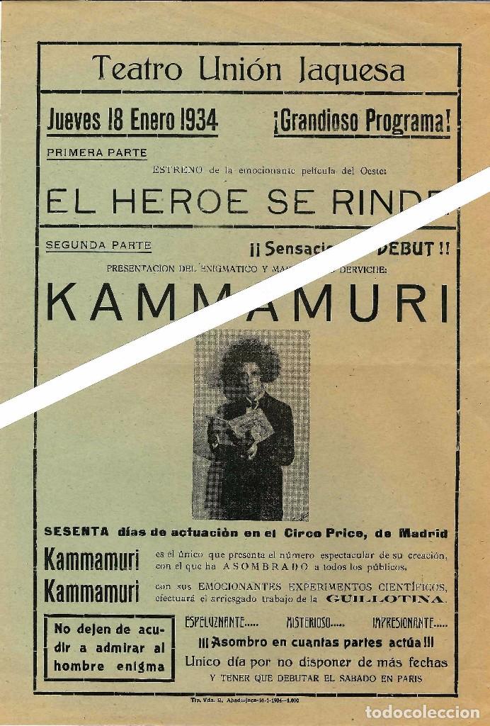 Carteles espect&aacute;culos: CARTEL TEATRO UNION JAQUESA  DE 1934 - Foto 1