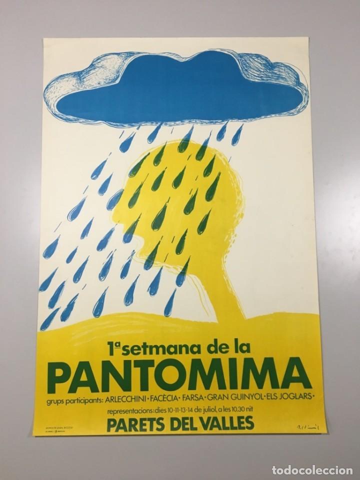 Carteles espect&aacute;culos: Cartel original. 1&ordf; Setmana de la Pantomima. Robert Llim&oacute;s - Foto 1