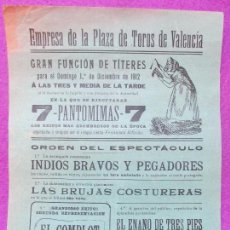 Affissi Spettacoli: CARTEL ESPECTACULO, FUNCION DE TITERES, 1912, PANTOMIMAS, INDIOS BRAVOS Y PEGADORES, CT48