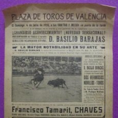 Carteles Espectáculos: CARTEL TOROS ESPECTACULO COMICO, PLAZA VALENCIA, 1920, CHARLOT´S LLAPISERA Y SU BOTONES, CT139