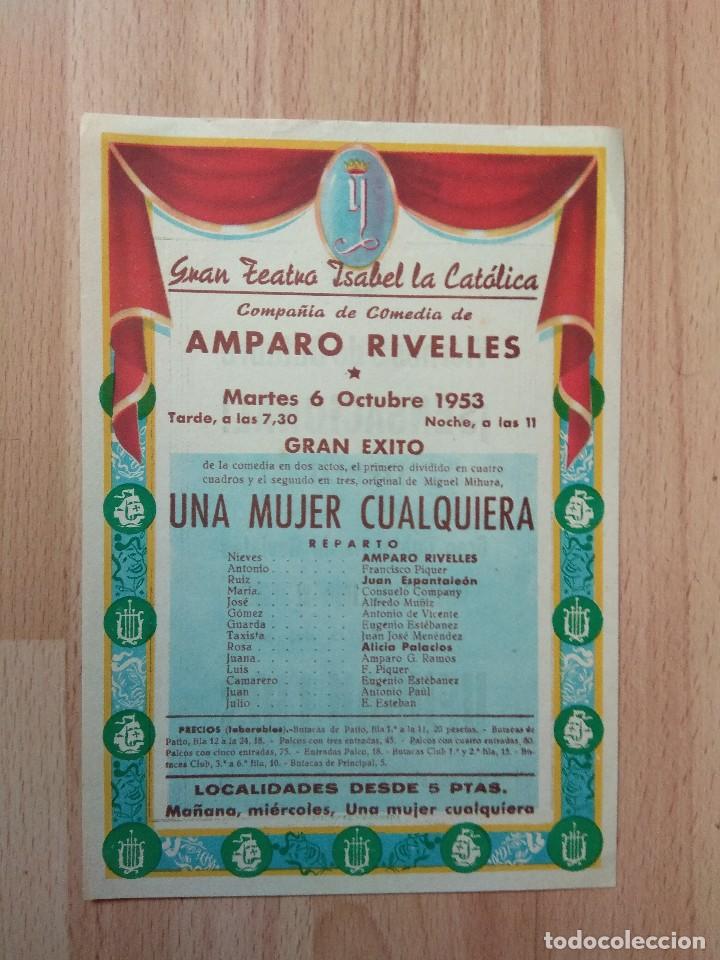 Carteles espect&aacute;culos: PROGRAMA SIMPLE DE TEATRO  ISABEL LA CATOLICA--UNA MUJER CUALQUIERA - Foto 1