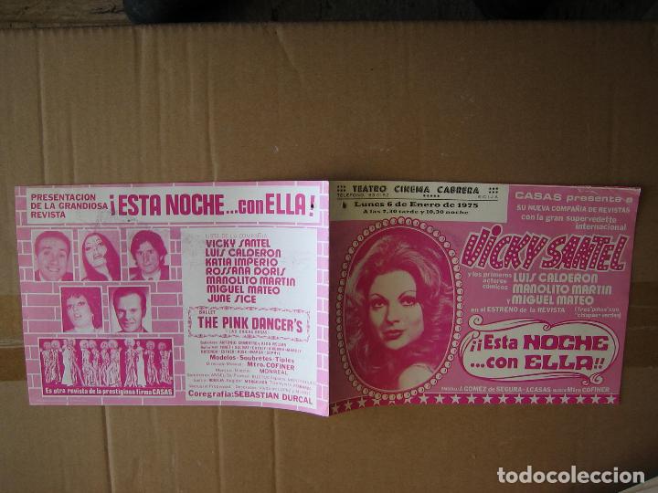 Carteles espect&aacute;culos: Antiguo programa teatro cinema Cabrera. Ecija 1975. Vicky Santel - Foto 3