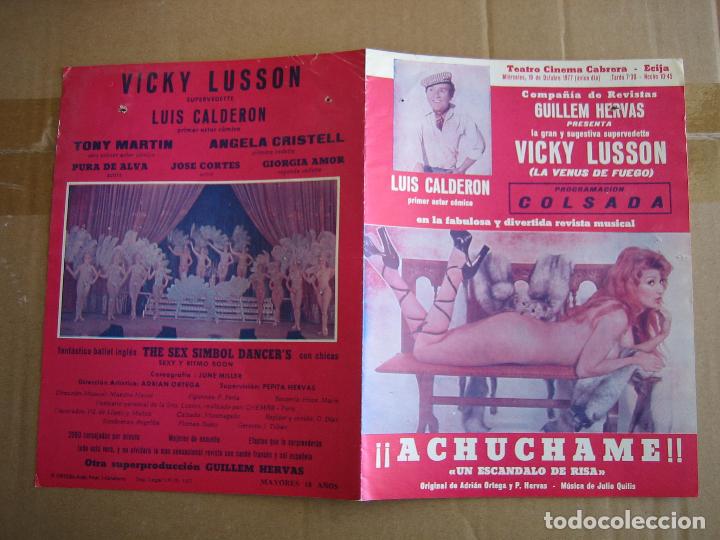 Carteles espect&aacute;culos: Antiguo programa teatro cinema Cabrera. Ecija 1977. Vicky Lusson - Foto 3