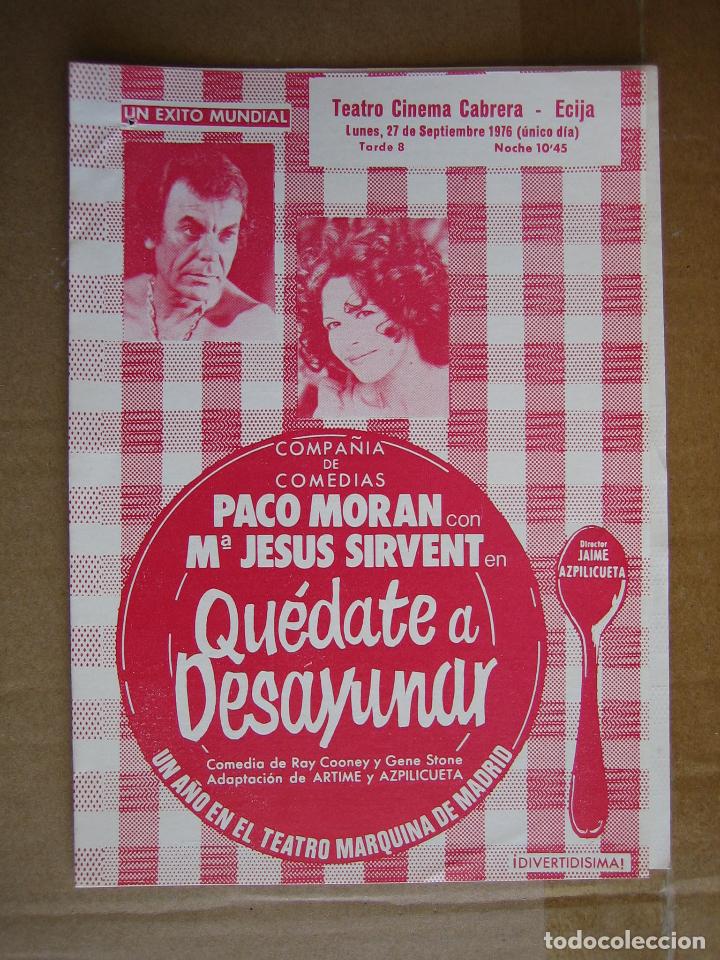 Carteles espect&aacute;culos: Antiguo programa teatro cinema Cabrera. Ecija 1976 - Foto 1