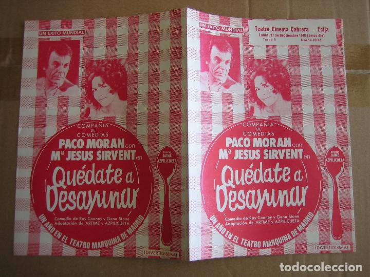 Carteles espect&aacute;culos: Antiguo programa teatro cinema Cabrera. Ecija 1976 - Foto 2