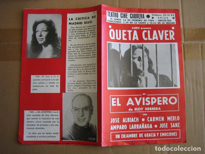Carteles espect&aacute;culos: Antiguo programa teatro cinema Cabrera. Ecija 1980 - Foto 3
