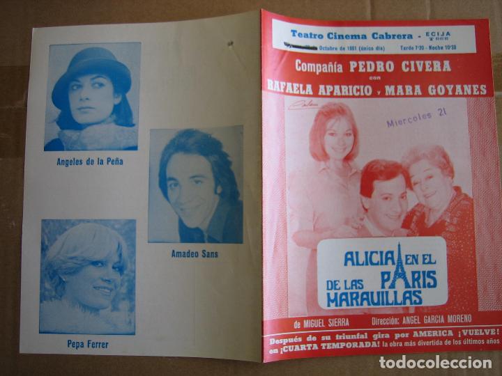 Carteles espect&aacute;culos: Antiguo programa teatro cinema Cabrera. Ecija 1981 - Foto 3