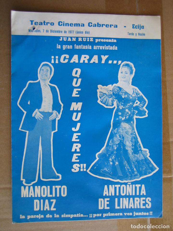 Carteles espect&aacute;culos: Antiguo programa teatro cinema Cabrera. Ecija - Foto 1